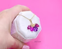 - Solid Gold 14K Pink Sapphire and Pink Tourmaline Charm with a Lobster Clasp