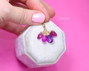 - Solid Gold 14K Pink Sapphire and Pink Tourmaline Charm with a Lobster Clasp