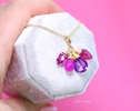 - Solid Gold 14K Pink Sapphire and Pink Tourmaline Charm with a Lobster Clasp