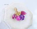 - Solid Gold 14K Pink Sapphire and Pink Tourmaline Charm with a Lobster Clasp