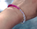 - Solid Gold 14K Pink Sapphire and Rainbow Moonstone Bracelet, Moonstone Pink Beaded Bracelet