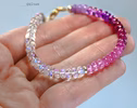- Solid Gold 14K Pink Sapphire and Rainbow Moonstone Bracelet, Moonstone Pink Beaded Bracelet
