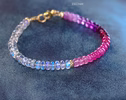 - Solid Gold 14K Pink Sapphire and Rainbow Moonstone Bracelet, Moonstone Pink Beaded Bracelet