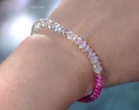 - Solid Gold 14K Pink Sapphire and Rainbow Moonstone Bracelet, Moonstone Pink Beaded Bracelet