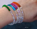 - Solid Gold 14K Pink Sapphire and Rainbow Moonstone Bracelet, Moonstone Pink Beaded Bracelet