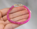 - Solid Gold 14K Pink Sapphire Bracelet, Genuine Pink Sapphire Stacking Beaded Bracelet