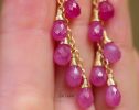 - Pink Sapphire Earrings, Pink Gemstone Drop Earrings in Gold Filled