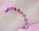 - Solid Gold 14K Purple Pink Gemstone Bracelet, Wire Wrapped Bracelet with Pink Sapphires, Rubies and Tanzanites
