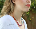 - Solid Gold 14K Rainbow Beaded Necklace, Colorful Multi Gemstone Necklace