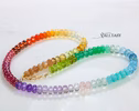 - Solid Gold 14K Rainbow Beaded Necklace, Colorful Multi Gemstone Necklace