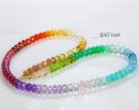 - Solid Gold 14K Rainbow Beaded Necklace, Colorful Multi Gemstone Necklace