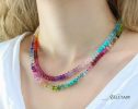 - Solid Gold 14K Rainbow Beaded Necklace, Colorful Multi Gemstone Necklace
