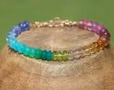 - Solid Gold 14K Rainbow Bracelet with Precious Gemstones, Colorful Multi Gemstone Bracelet