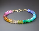 - Solid Gold 14K Rainbow Bracelet with Precious Gemstones, Colorful Multi Gemstone Bracelet