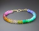 - Solid Gold 14K Rainbow Bracelet with Precious Gemstones, Colorful Multi Gemstone Bracelet