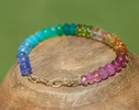 - Solid Gold 14K Rainbow Bracelet with Precious Gemstones, Colorful Multi Gemstone Bracelet