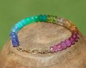 - Solid Gold 14K Rainbow Bracelet with Precious Gemstones, Colorful Multi Gemstone Bracelet