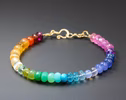 - Solid Gold 14K Rainbow Gemstone Bracelet with Precious Stones, Colorful Multi Gemstone Bracelet