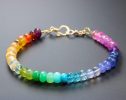 - Solid Gold 14K Rainbow Gemstone Bracelet with Precious Stones, Colorful Multi Gemstone Bracelet