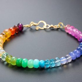 The Rainbow Addiction Bracelet – Solid Gold 14K Rainbow Gemstone Bracelet with Precious Stones, Colorful Multi Gemstone Bracelet
