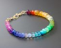 - Solid Gold 14K Rainbow Gemstone Bracelet with Precious Stones, Colorful Multi Gemstone Bracelet