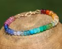 - Solid Gold 14K Rainbow Gemstone Bracelet with Precious Stones, Colorful Multi Gemstone Bracelet