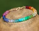 - Solid Gold 14K Rainbow Gemstone Bracelet with Precious Stones, Colorful Multi Gemstone Bracelet
