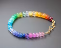 - Solid Gold 14K Rainbow Gemstone Bracelet with Precious Stones, Colorful Multi Gemstone Bracelet
