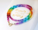 - Solid Gold 14K Rainbow Genuine Gemstone Necklace, Multi Gemstone Beaded Necklace