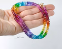 - Solid Gold 14K Rainbow Genuine Gemstone Necklace, Multi Gemstone Beaded Necklace