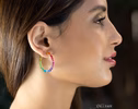 - Solid Gold 14K Rainbow Hoop Earrings