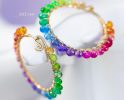 - Solid Gold 14K Rainbow Hoop Earrings