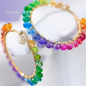 The Infinity Earrings – Solid Gold 14K Rainbow Hoop Earrings