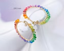 - Solid Gold 14K Rainbow Hoop Earrings