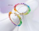 - Solid Gold 14K Rainbow Hoop Earrings