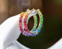 - Solid Gold 14K Rainbow Hoop Earrings