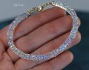 - Solid Gold 14K Rainbow Moonstone Blue Fire Bracelet, Heishi Moonstone Beaded Bracelet