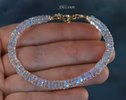 - Solid Gold 14K Rainbow Moonstone Blue Fire Bracelet, Heishi Moonstone Beaded Bracelet