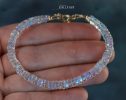 - Solid Gold 14K Rainbow Moonstone Blue Fire Bracelet, Heishi Moonstone Beaded Bracelet