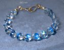 - Solid Gold 14K Rainbow Moonstone Bracelet, Bold Blue Glow Moonstone Beaded Bracelet