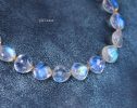 - Solid Gold 14K Rainbow Moonstone Bracelet, Bold Blue Glow Moonstone Beaded Bracelet