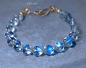 - Solid Gold 14K Rainbow Moonstone Bracelet, Bold Blue Glow Moonstone Beaded Bracelet