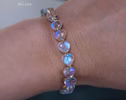 - Solid Gold 14K Rainbow Moonstone Bracelet, Bold Blue Glow Moonstone Beaded Bracelet