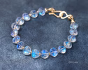 - Solid Gold 14K Rainbow Moonstone Bracelet, Bold Blue Glow Moonstone Beaded Bracelet