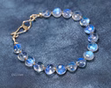- Solid Gold 14K Rainbow Moonstone Bracelet, Bold Blue Glow Moonstone Beaded Bracelet