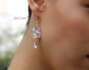 - Solid Gold 14K Rainbow Moonstone Earrings, Luxury Cascade Earrings