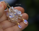 - Solid Gold 14K Rainbow Moonstone Earrings, Luxury Cascade Earrings