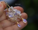 - Solid Gold 14K Rainbow Moonstone Earrings, Luxury Cascade Earrings