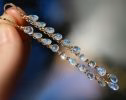 - Solid Gold 14K Rainbow Moonstone Earrings with Genuine Diamonds