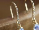 - Solid Gold 14K Rainbow Moonstone Earrings with Genuine Diamonds